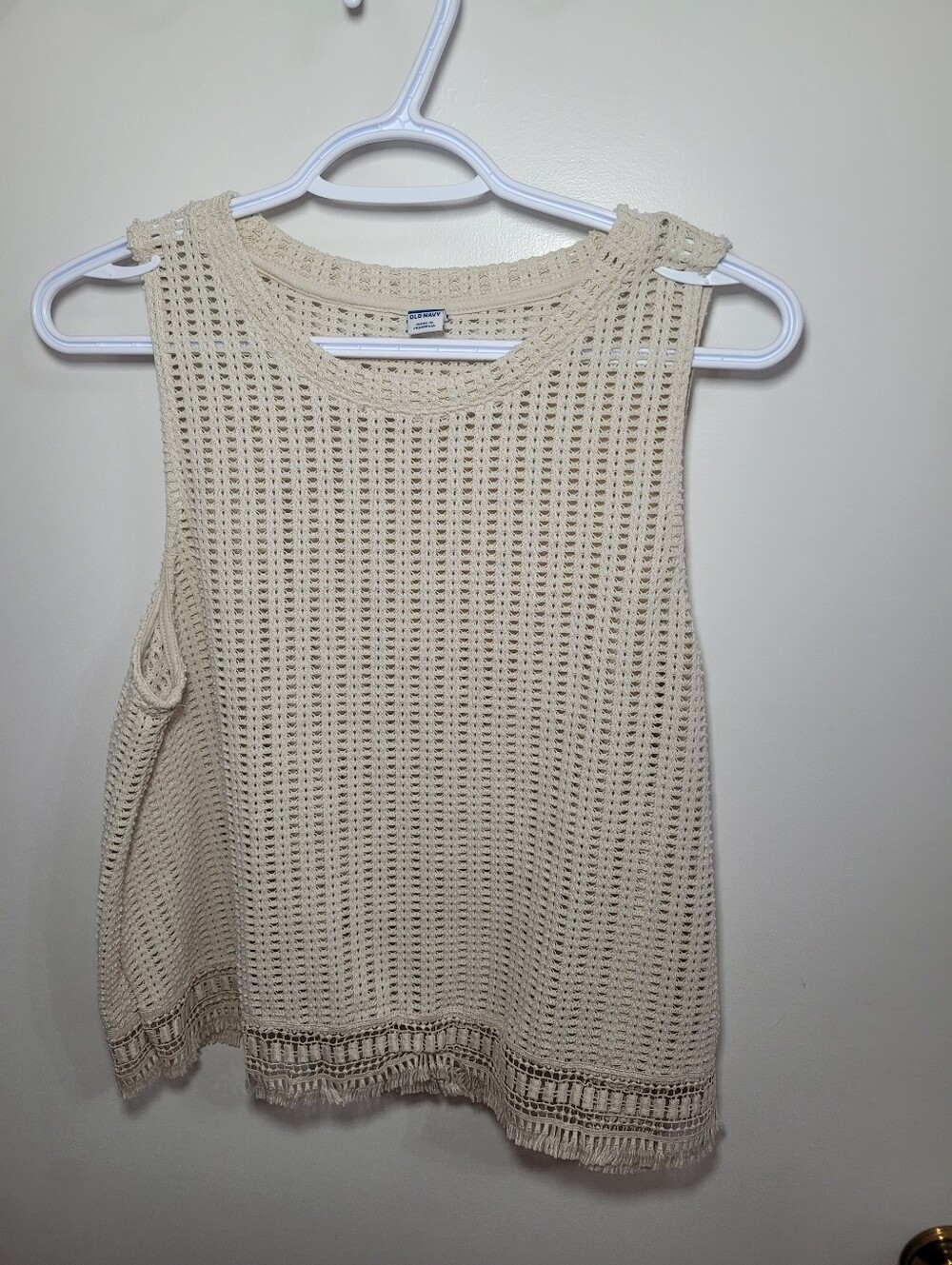 Old Navy Cream Offwhite Boho Knit Style Top Size L